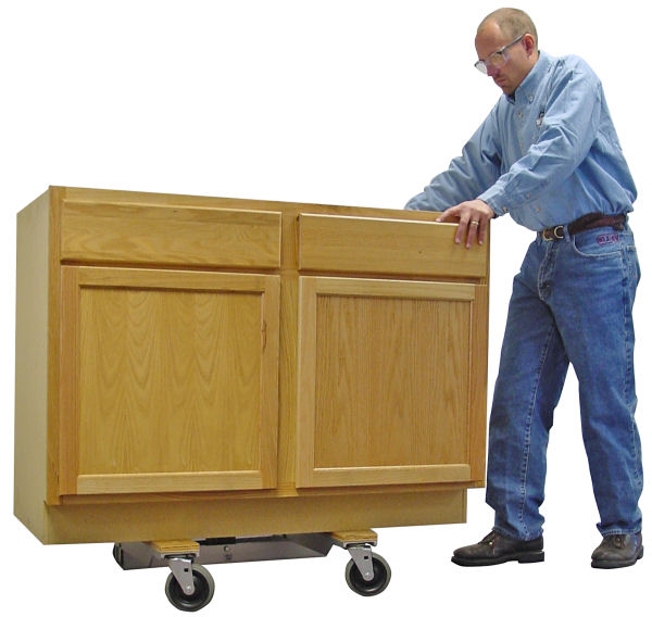 Cabinet lift base used as a cabinet & material dolly truck